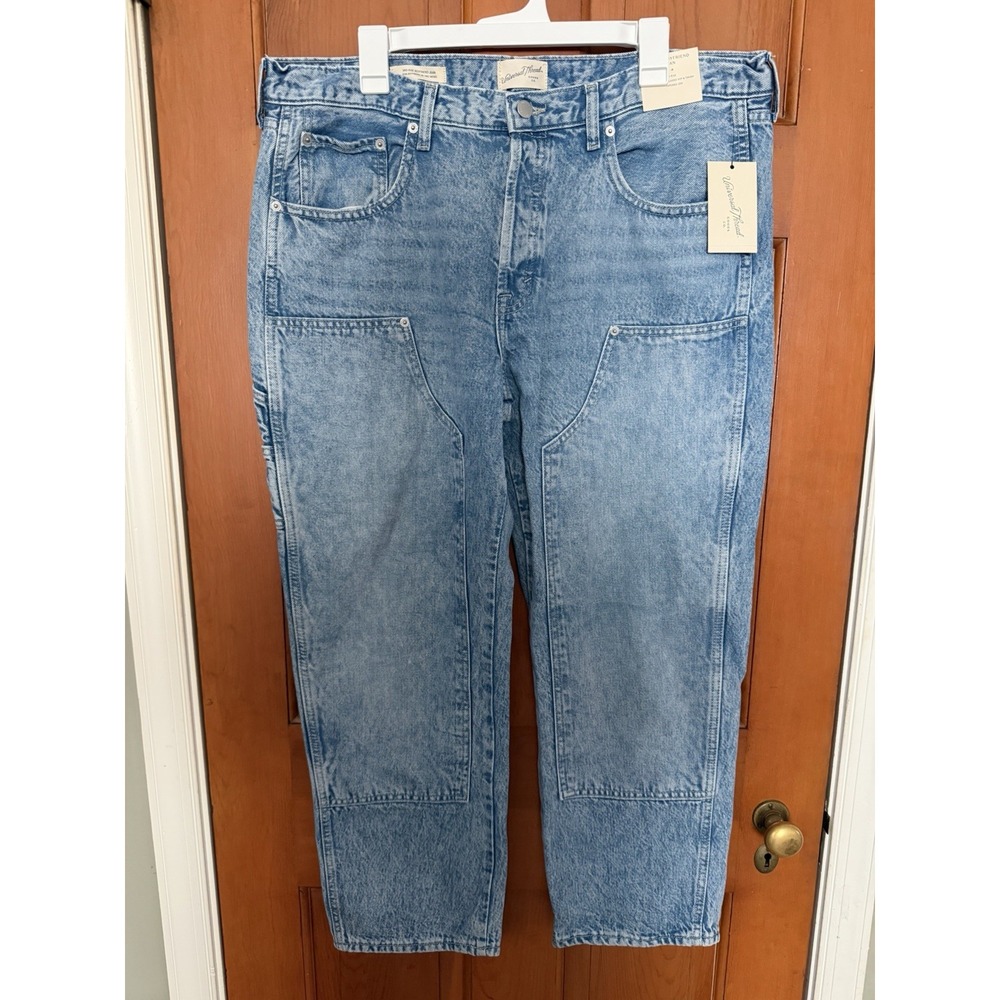 Women's Universal Thread Light Blue Mid-Rise Painter Boyfriend Jeans Size 14